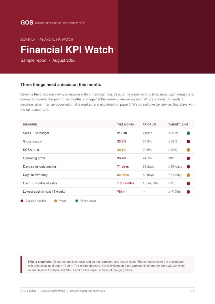 Financial KPI Watch sample report cover